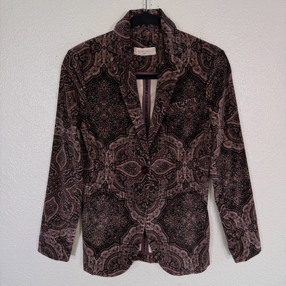 Circolo 1901 Blazer Jacket Women 40 IT Velvet Paisley Floral Preppy Classic 4 US